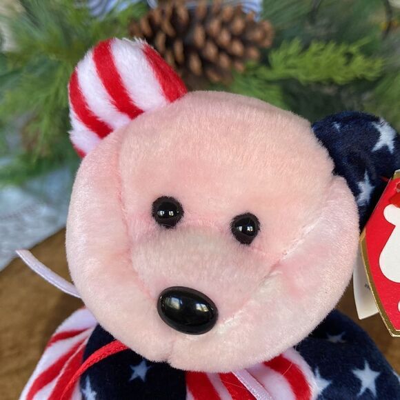Ty Beanie  Sparkle The American Bear Pink Face Retired Birthday June 14, 1999 - Picture 2 of 12